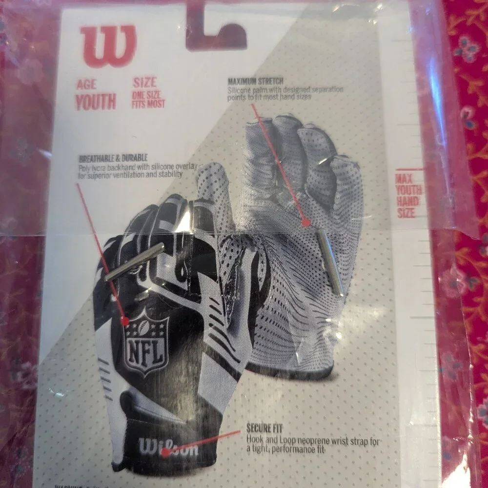 NWT Raiders Colors NFL Team Stretch Fit YOUTH Receiver‎ Gloves Wilson Football